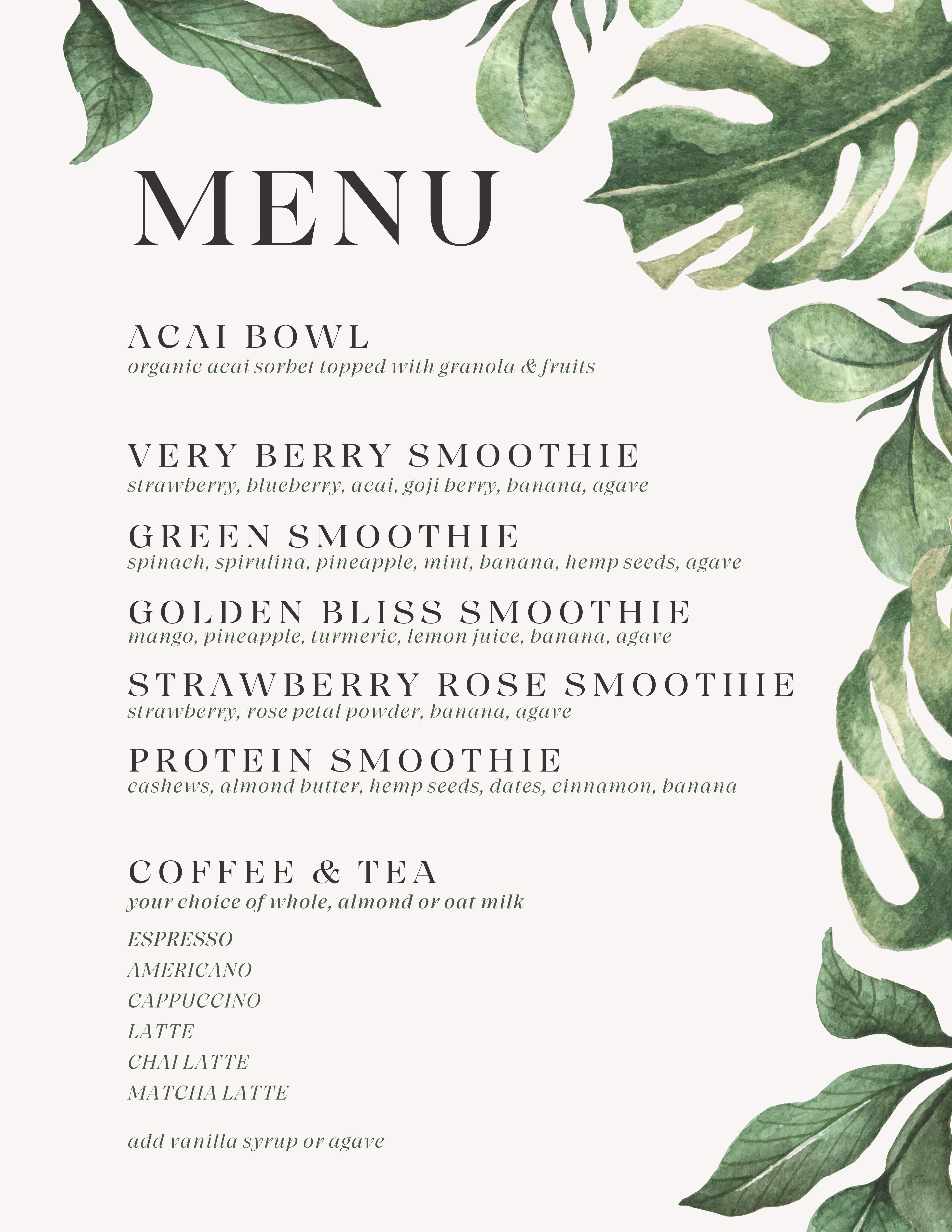 Beige and Sage Leaves Watercolor Wedding Menu-2.JPG